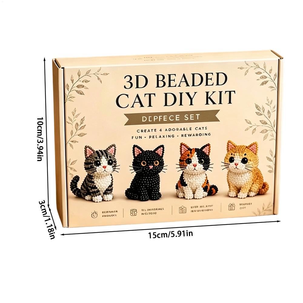Kit per Perline Animali Fai da Te Set Creativo Gatto 3D con Perline per Decorazione Scrivania Libreria Bomboniere Capodanno Lezione d'Arte in Ufficio Regalo Festivo