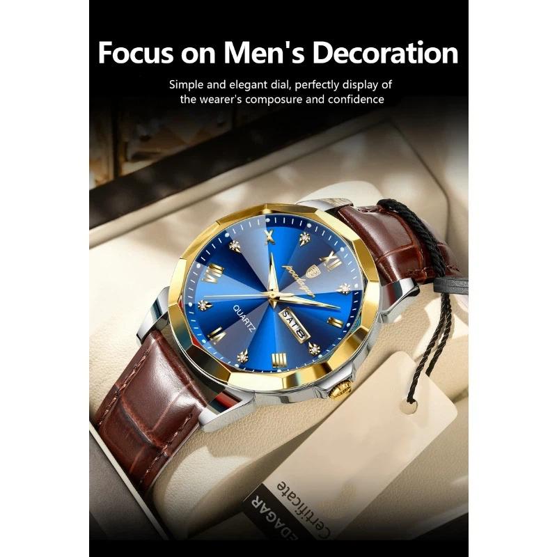 POEDAGAR Luxury Man Wristwatch High Quality Quartz Sports Business Men Watch Waterproof Luminous Date Week Leather Watches