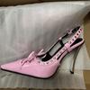 Fashion 2024 Brand Devise Rivet Bowknot Women's Sandals Fashion Sexy Slim Frenulum Sandals European American Banquet Nightclub 45 Shoes