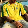 Brazílie Č. 10 Retro Fotbalový Oblek Pánský a Dámský 3D Tištěné Tričko Prodyšný Ležérní Street Wear Fotbalový Tréninkový Top Y2k