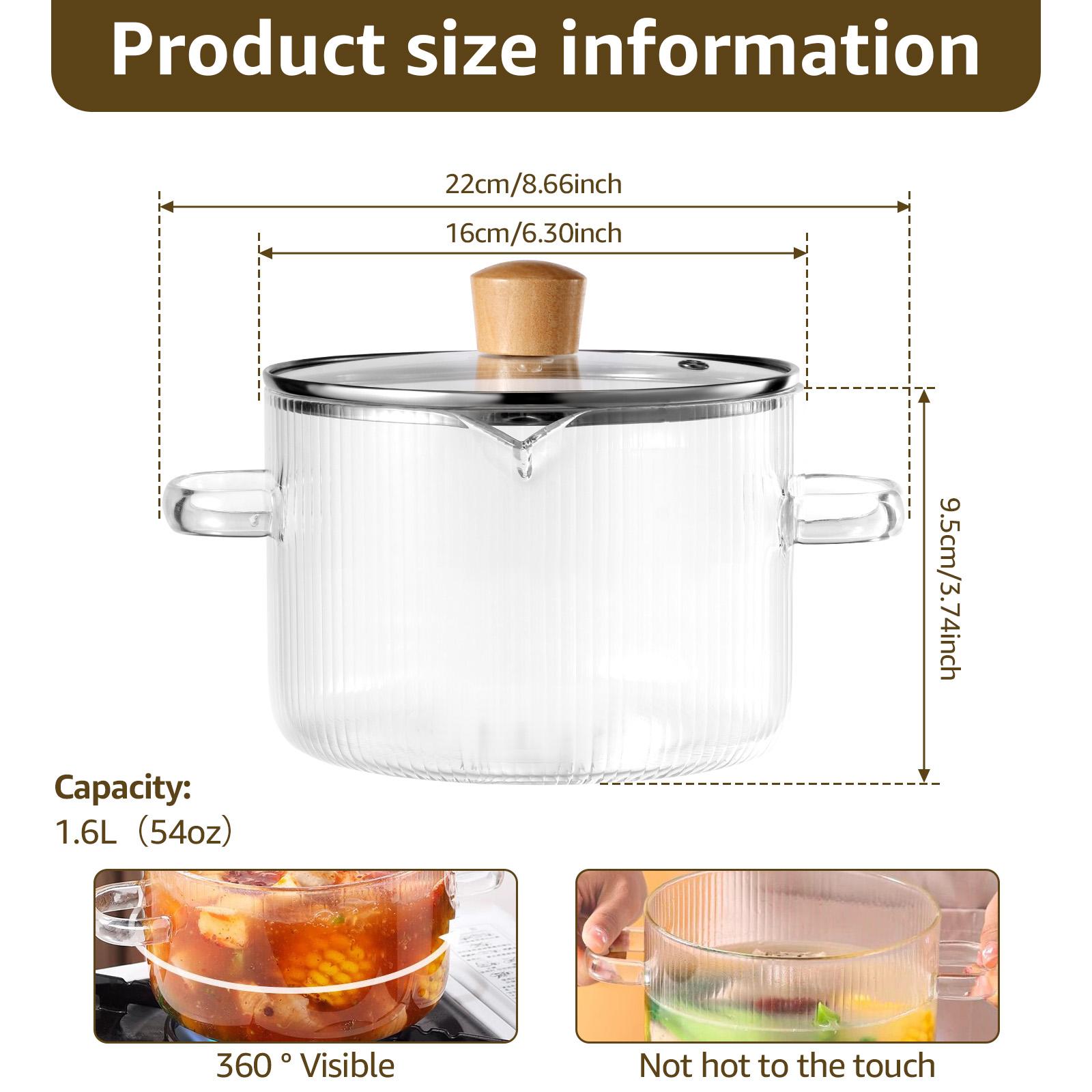 

Glass Saucepan Clear Cooking Pot with Lid Heat Resistant Glass Soup Pot Dual Handles Saucepan Kitchen Cooking Tools Cookware