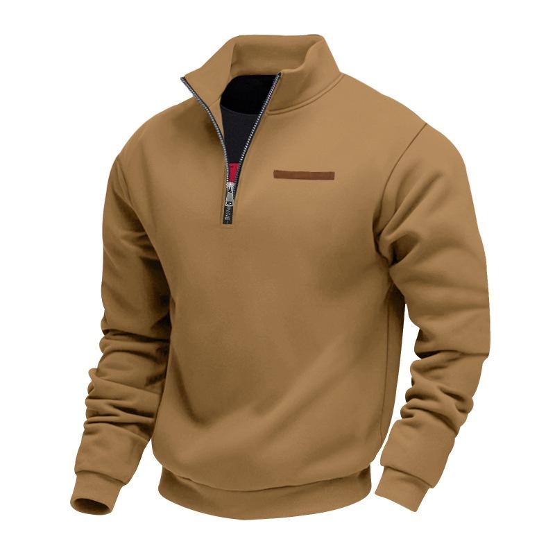 American Style Plus Size Short Sleeve Sweatshirt Fleece Half Zip Loose Stand Collar Solid Casual Pullover