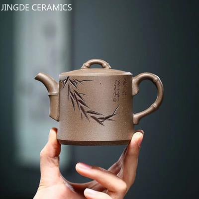 180ml Yixing Purple Clay Teapot Raw Ore Section Mud Beauty Tea Kettle Handmade Bamboo Knuckle Pot Household Tea Set Accessories