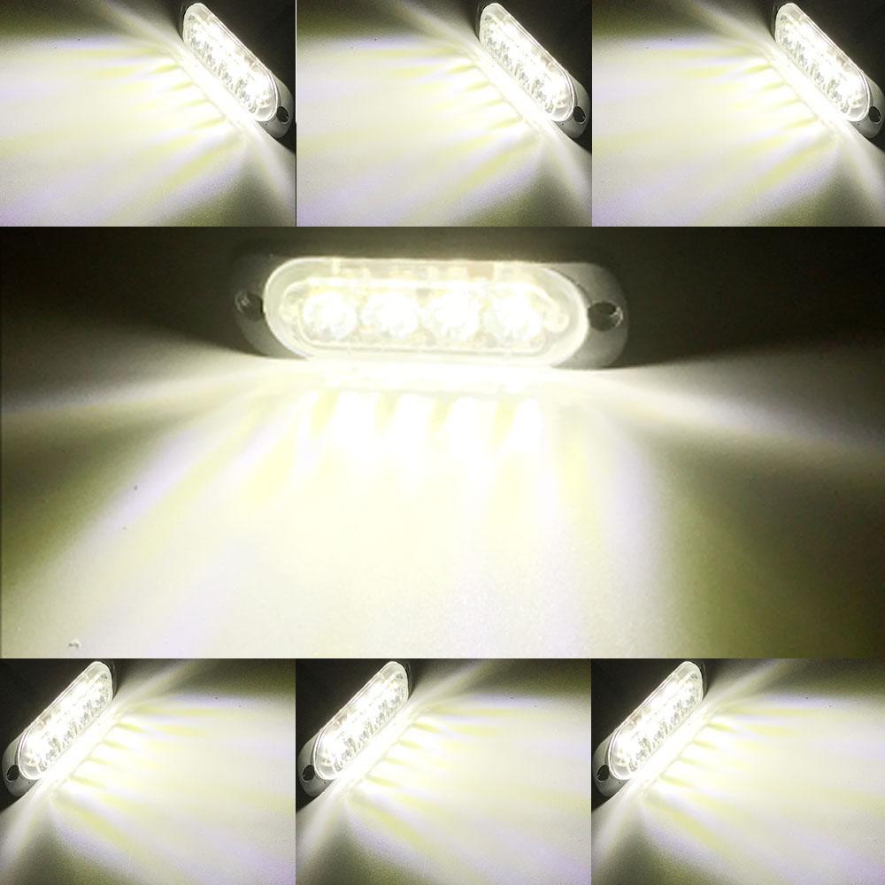 4LED Ultra-thin Strobe Light 12-24V Car Motorcycle Side Light Red Blue White Amber Truck Warning Strobe Police Light