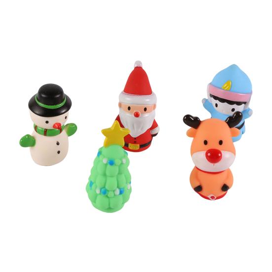 5Pcs/Set Christmas Finger Puppets Silicone Elk Santa Claus Snowman Christmas Tree Character Toys Role-Playing Storytelling Learning Finger Puppet Toys