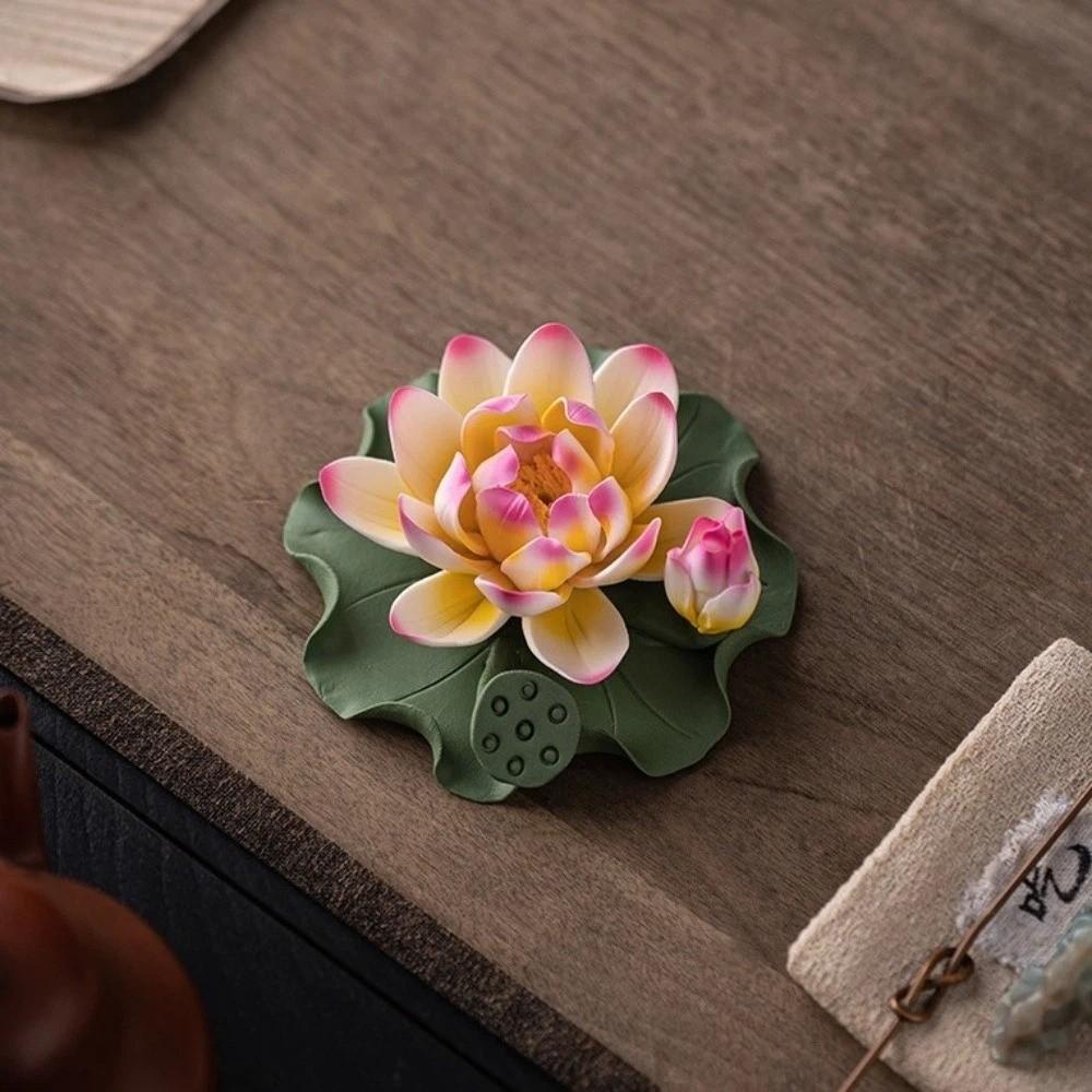 Zen Chinese Style Lotus Tabletop Incense Base Sleep Aid Lotus Censer Holder For Household Aroma