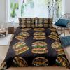 Hamburger Duvet Cover Meat Cheese Fast Food Theme Cartoon Hamburg Pattern Quilt Cover Bedroom Decoration for Children Boys Girls