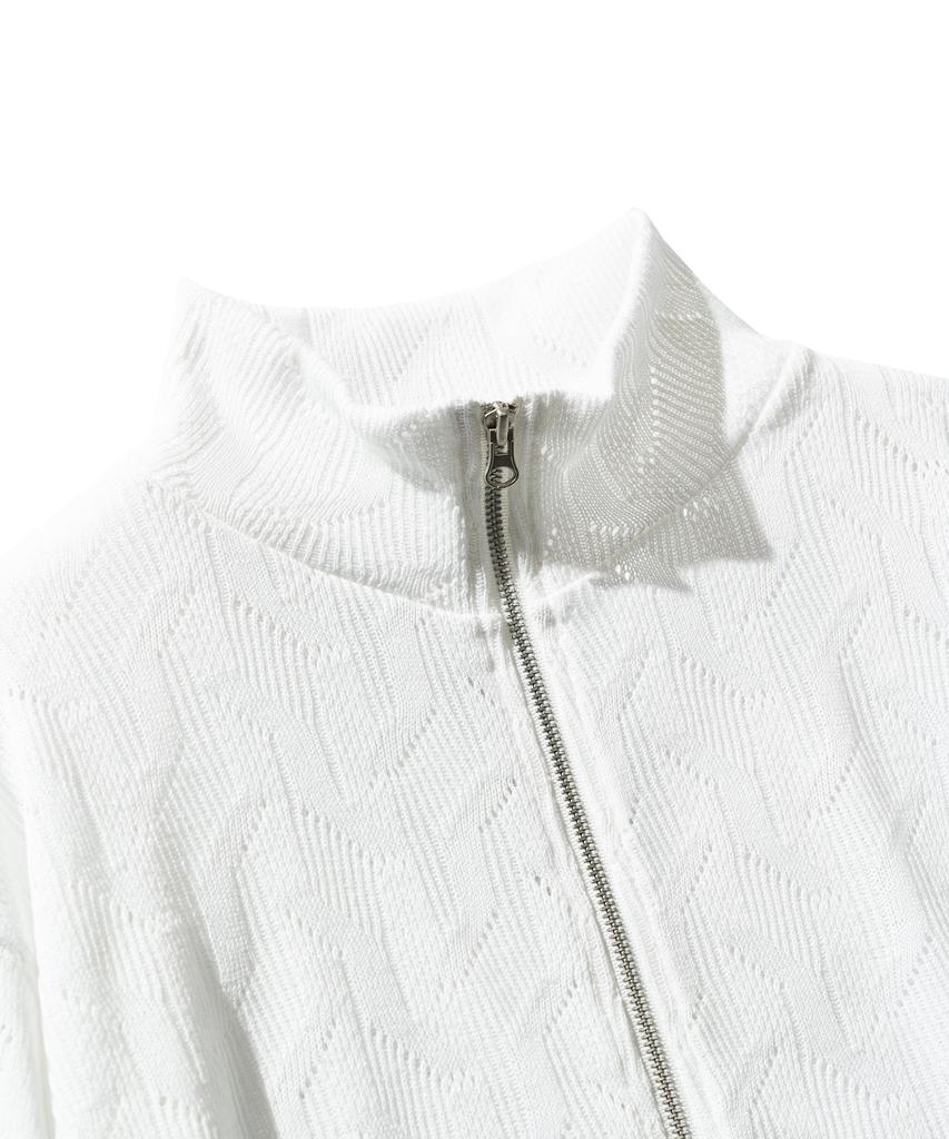 Vastic Comb Pattern Knit Zip-Up_Ivory