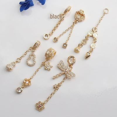 14K Gold-Filled Zircon Heart Dragonfly Bow Tassel Spacer Beads DIY Bracelet Necklace Teardrop Pendant