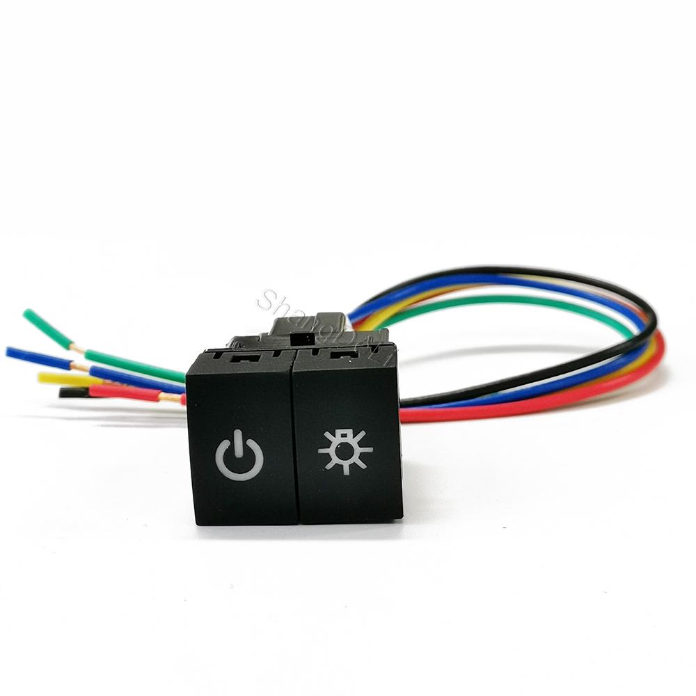 1PC Car Dual Key Switch LED DRL Fog Lights Power LED Spotlight Switch Button With Connect wire For Nissan X-TRAIL 2023