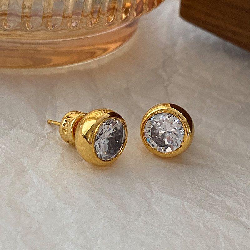 

Ce Moissanite Earrings 2026 New Popular Style High-End Earrings Light Luxury Super Sparkling French Style Bubble Zircon Earrings Gold