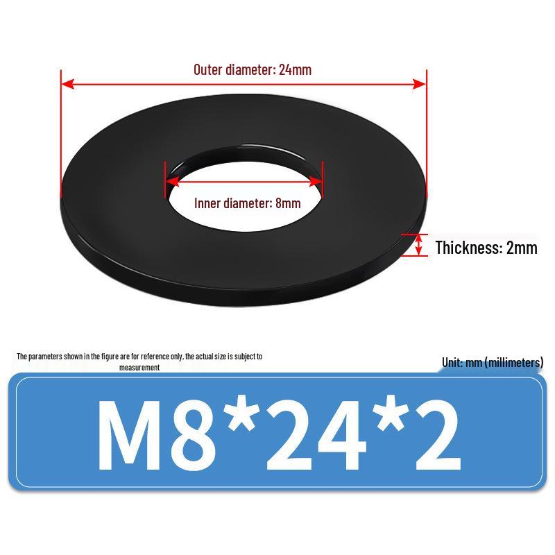 8.8 Grade Black Hardened High-Strength Oversized Flat Metal Spacer Washer (M2-M8)