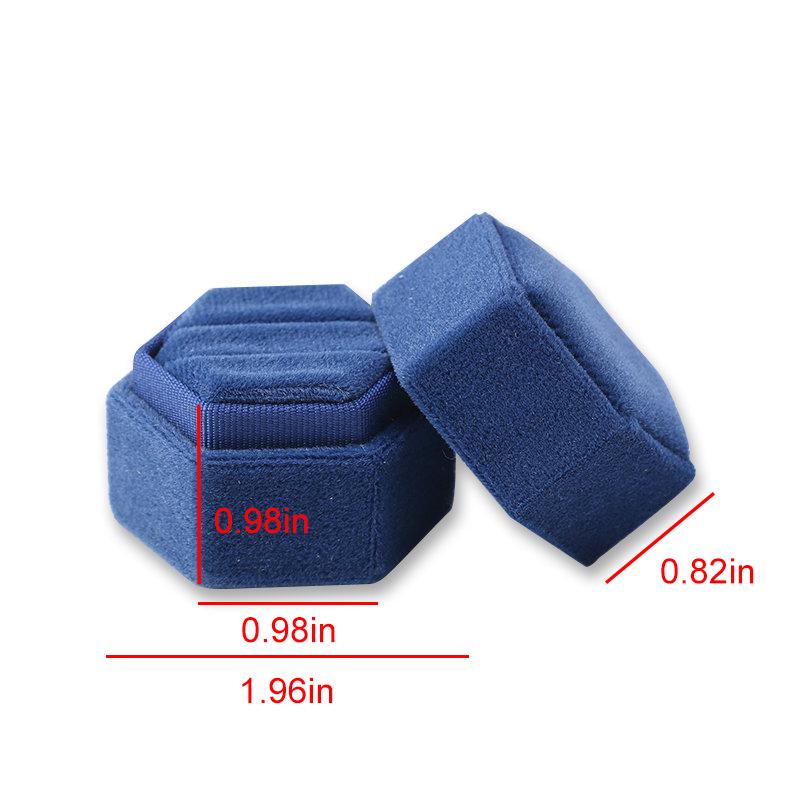 Hexagon Square Shape Velvet Jewelry Box Double Ring Storage Box Wedding Ring Display For Woman Gift Earrings Packaging