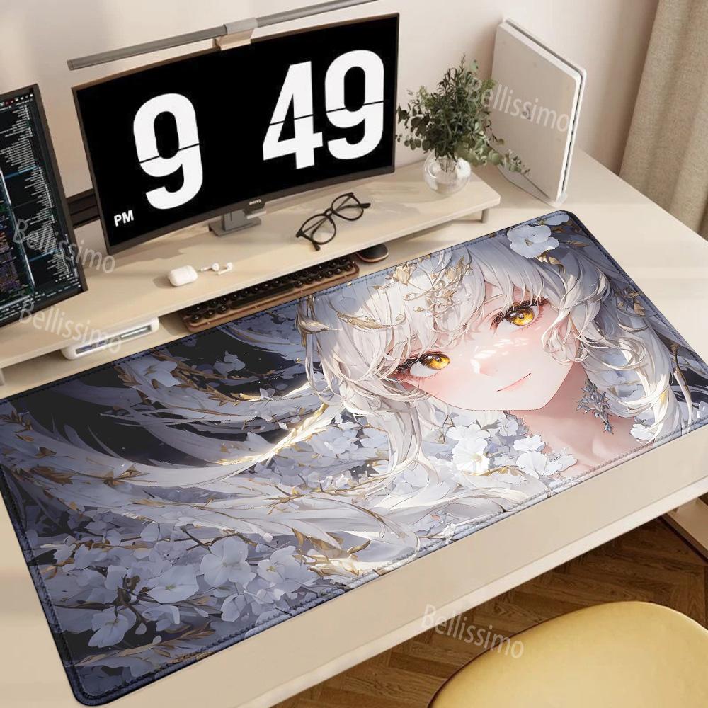 Anime Large mouse pad Gamer Albedo Anime Girls Rubber Mat mausepad Gaming Laptops Pc Accessories Deskmat mousepad Mats Keyboard