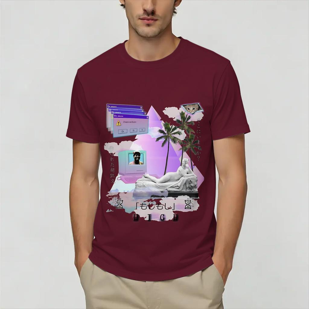 Frutiger Aero World Vaporwave TShirt Unisex Crazy Pure Cotton Tee Shirt Crewneck Short Sleeve T Shirts Plus Size Clothing