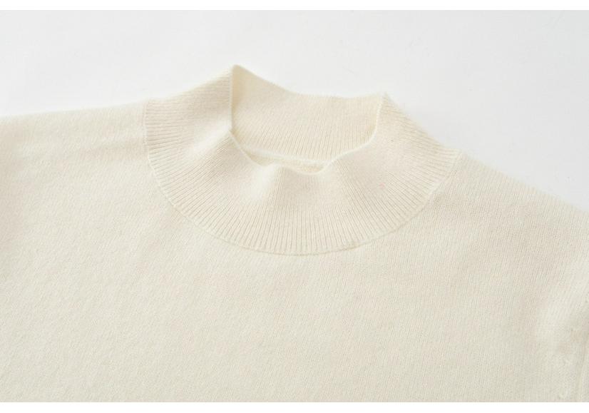 Women's Urban Style Pure Cashmere Slim-Fit Winter Knit Sweater with Half-High Neck