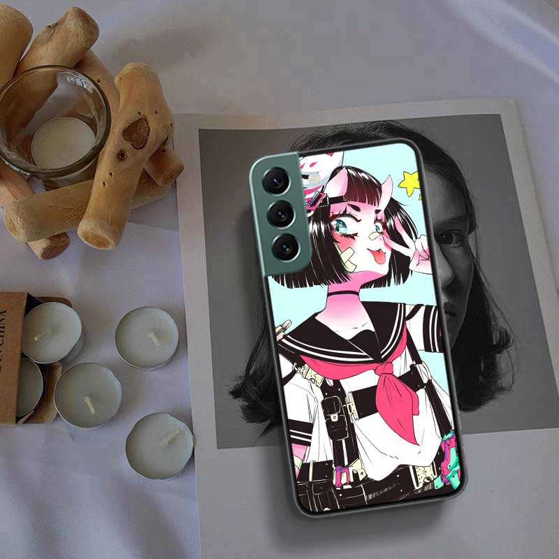 Vaporwave Glitch Anime Phone Case For Samsung Galaxy A12 A22 A32 A42 A52 A72 A54 A34 A24 A14 A73 A53 A33 A23 A13 5G F52 F62 Cove