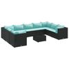 10 Piece Garden Lounge Set with Cushions Black Poly Rattan