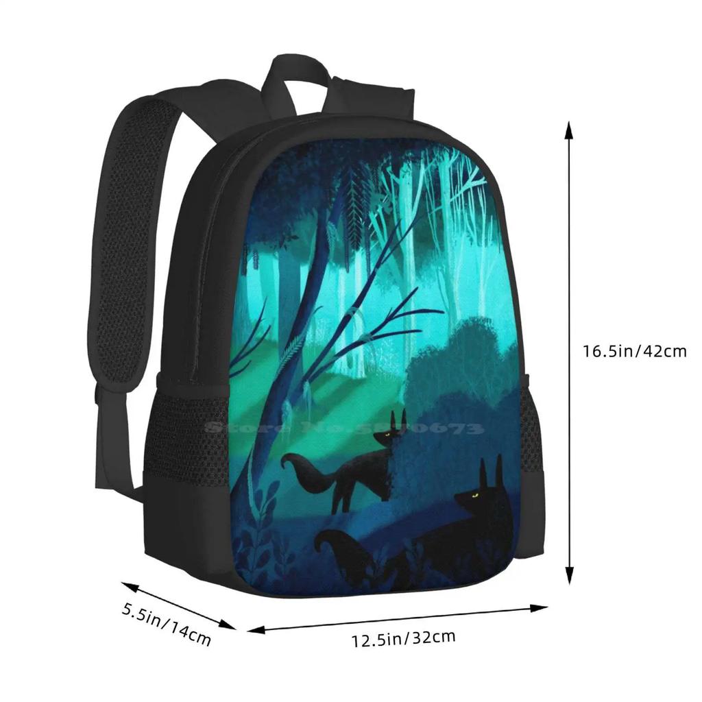 Shadow Wolves Stalk The Silver Wood New Arrivals Unisex Bags Student Bag Backpack Animation Fairytale Story Book Wolves Woods