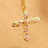 Cubic Zirconia Cross Water Diamond Pendant for Women's Fashion Sexy Golden Hypoallergenic Jewelry Gift Party Banquet Necklace