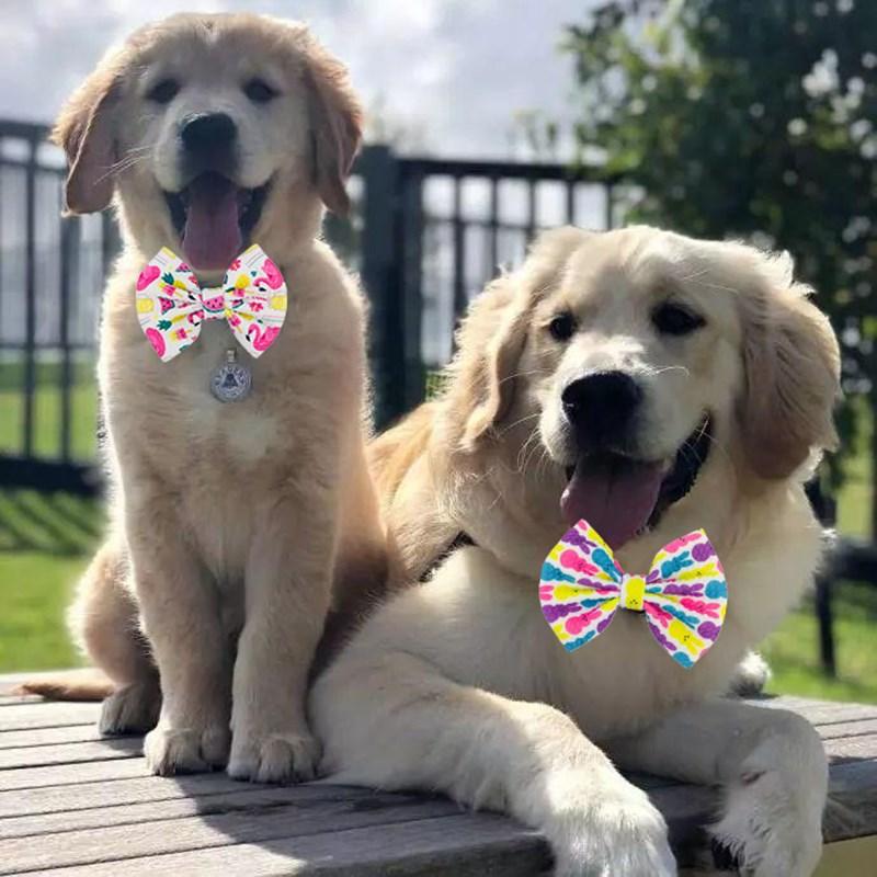 50pcs Summer Dog Collar Slidable Dog Bow Tie Charm Bowties Pet Dog Collar Decoration Accessories Small Middle Dog Collar Charms