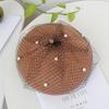 Autumn and winter solid color wool beret women's pearl mesh bud hat small fragrance British retro painter hat tide