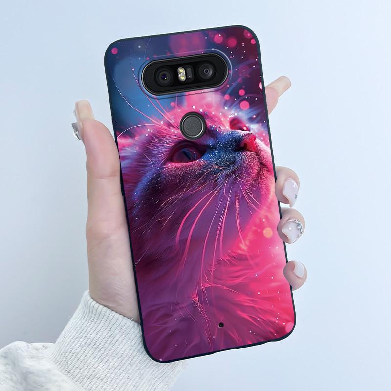 Cute Case For LG Q8 Funda Fashion Capa Coque Printing Shell Protective Cover Soft Silicone Cartoon Black Casing