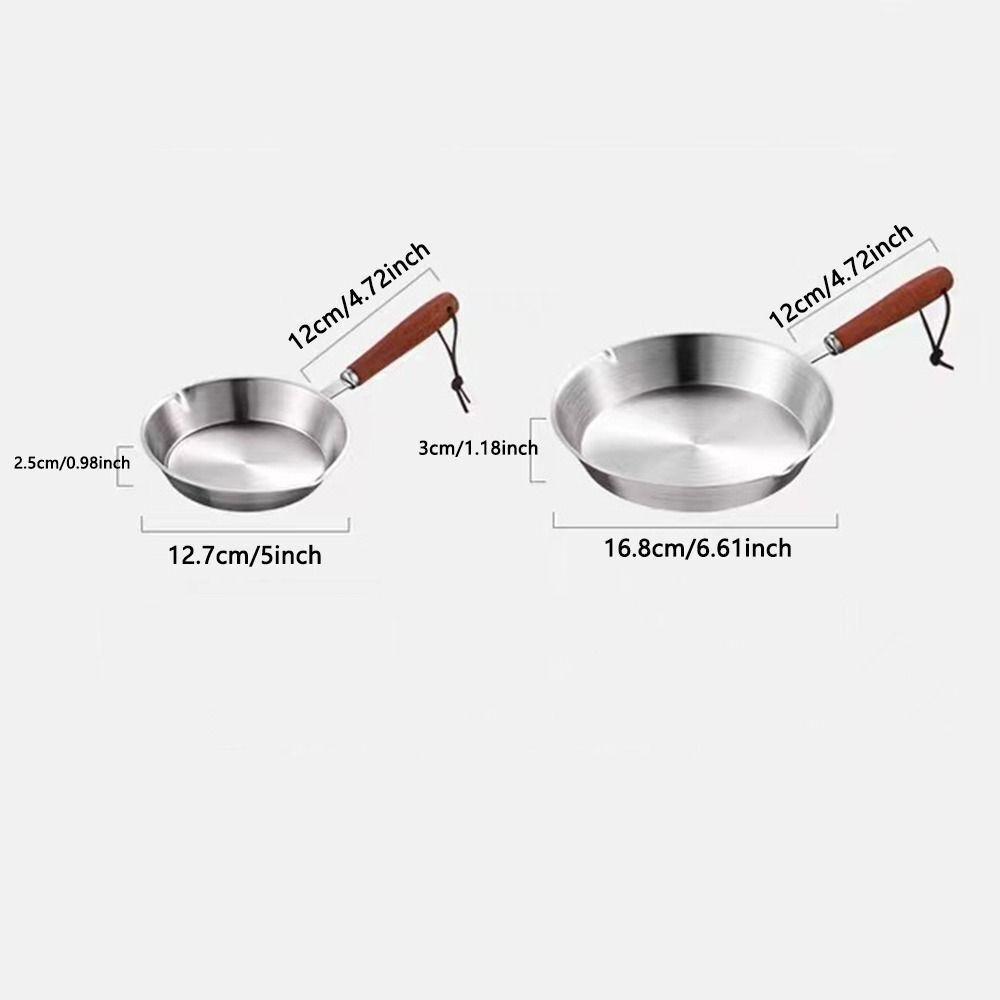 304 Stainless Steel Open Skillet Wooden Handle Butter Heating Pan New Frying Pan  Kitchen Supplies