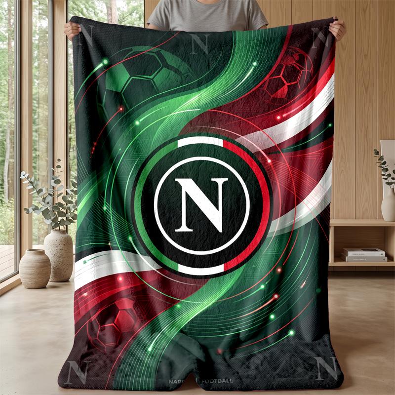 Coperta in Pile di Flanella Morbida Napoli FC Leggera Accogliente Calda Coperta da Lancio per Divano Letto Decorazione per la Casa