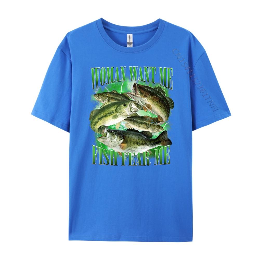 Vintage Want Me Fish Bass Fear Me Funny Lover Fishing Fashion T Shirt Men Skinfriendly and Soft Camisetas De Hombre Large Size