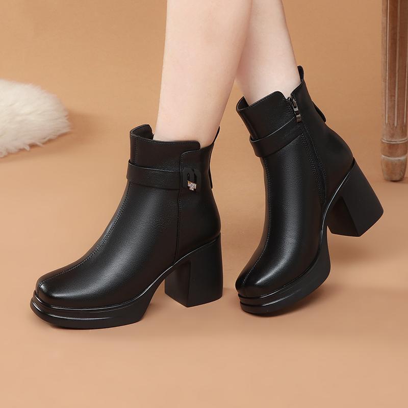 Fashion AIYUQI Women Winter Shoes Boots 2025 New Genuine Leather Fashion Women High Heel Boots Platform Natural Wool Warm Office Boots