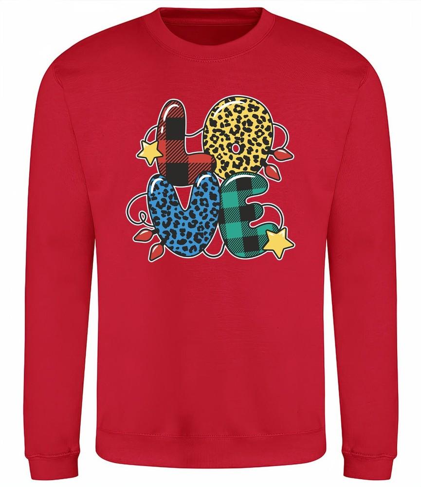 

Christmas LOVE Sweatshirt Adults Kids Jumper Sweater Xmas Gift Mum Grandmother L