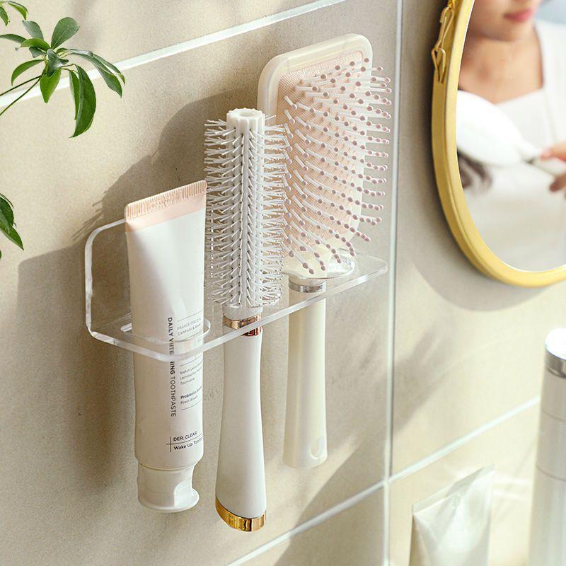 Modern Clear Acrylic Wall-Mounted Bathroom Organizer for Multiple Brushes