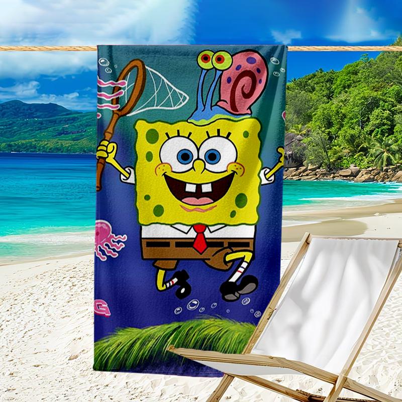 Ultra-Soft Beach Towel with SpongeBob SquarePants Theme,Ideal for Pool - Camping, Diving - Perfect Travel Essential, Vibrant Beach Towel.
