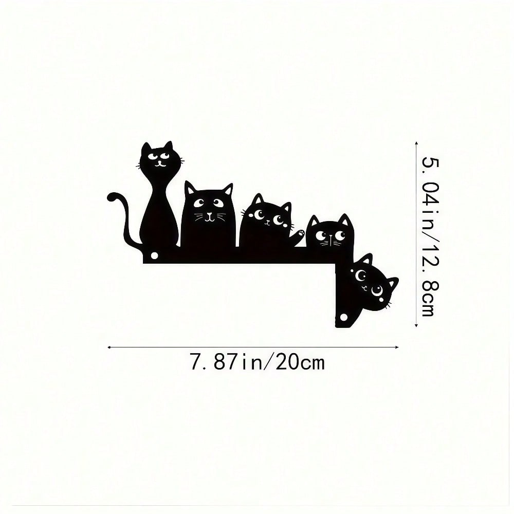 Силуэт кошки Декор угла двери Креативное 2D настенное искусство Домашнее подвесное украшение разноцветный