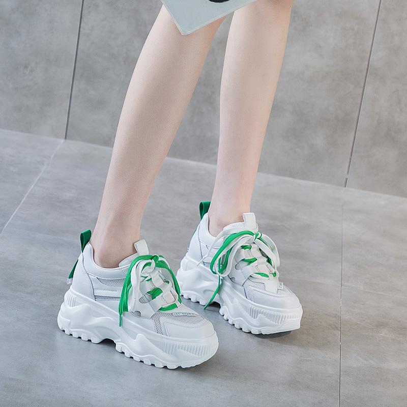 Mesh Breathable Dad Shoes Women's 2025 Spring and Summer Ins Tide 8cm Height Increase Small Muffin Casual Sports Shoes