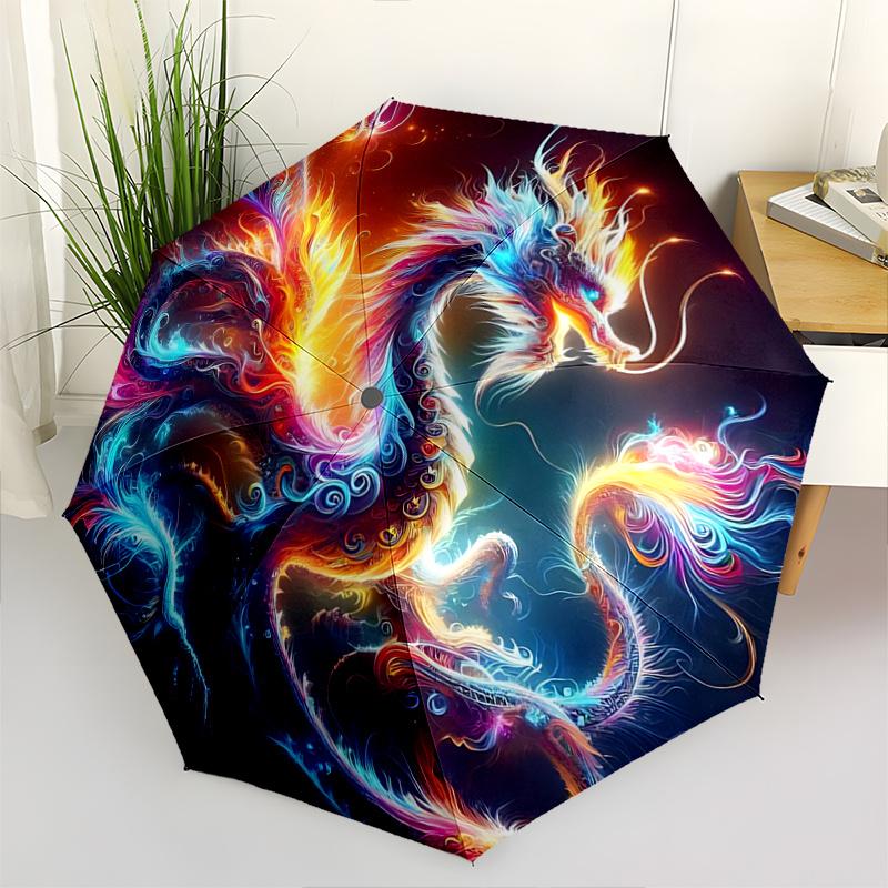 1pc Enchanted Dragons Design Automatic Open/CloseUmbrella,Compact Umbrella for Men & Women Day Gift.A061