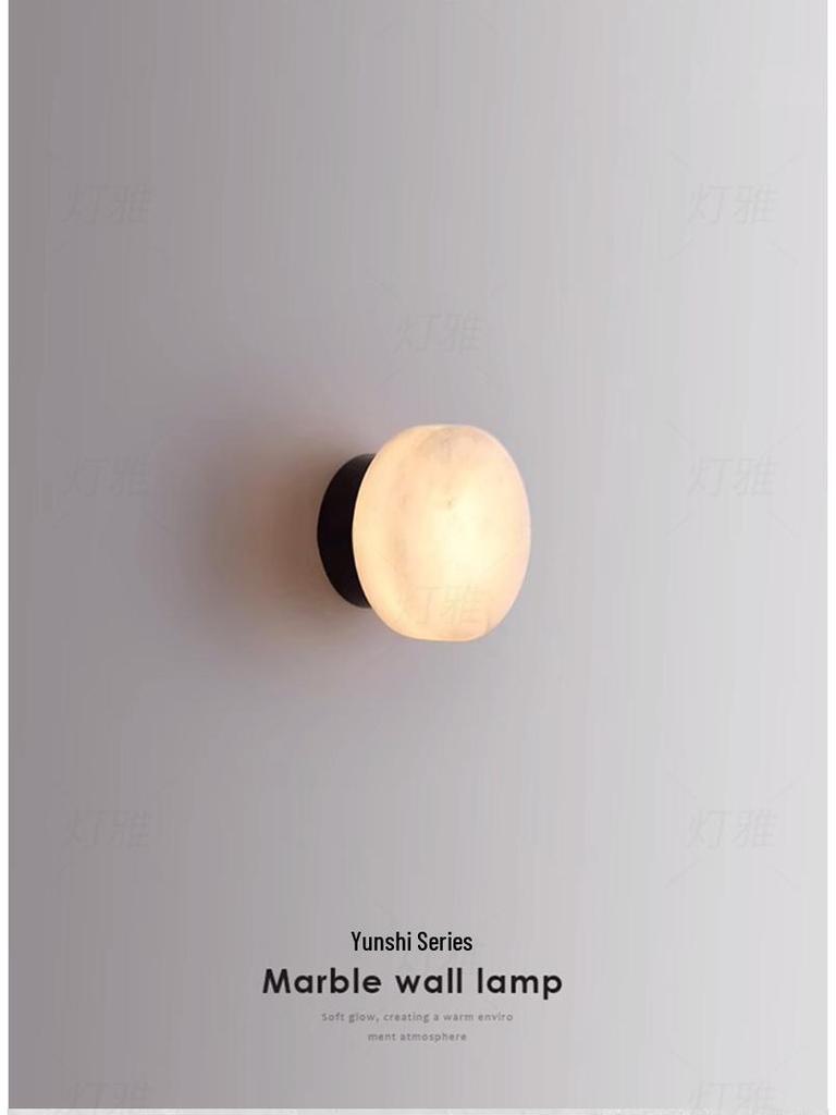 Minimalist Round Marble Wall Lamp for Bedroom, Hallway, or Balcony
