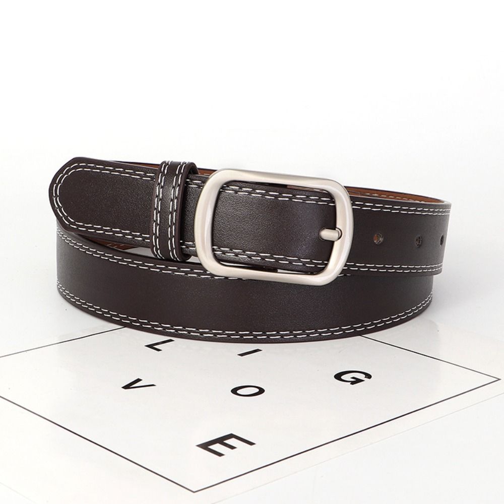 Trouser Decoration Leather Belt Square Buckle Pin Buckle Belt Fashion Women's Belt  Jeans Wear