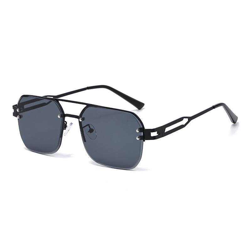 2025 New Metal Frame Sunglasses Double Bridge Frameless UV Protection Premium Metal Hinge for Unisex Outdoor