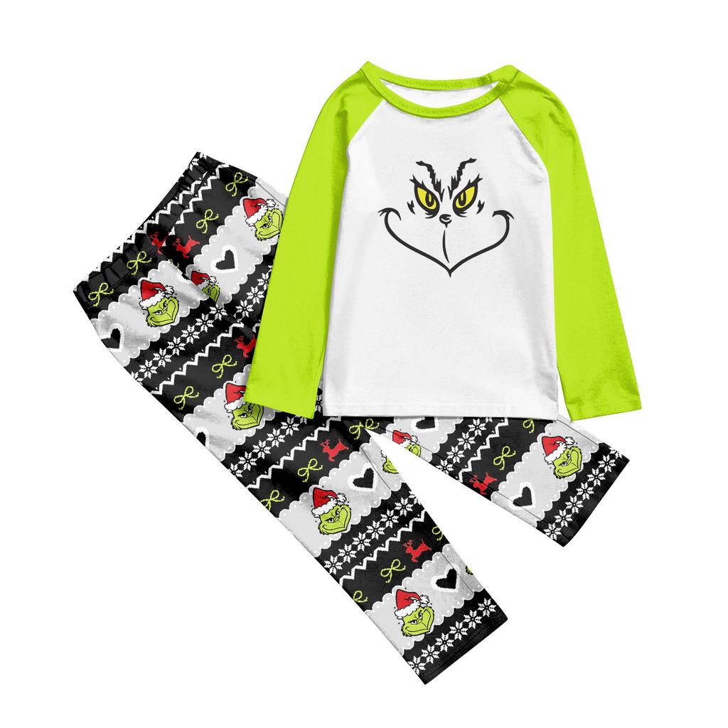 Print Cute Family Set Pajamas, Home Clothes, Family Set Long Sleeve Top Pants Set