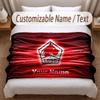 LOSC Lille FC Printed Flannel Blanket Custom Name Text Soft Warm Throw For Bedroom Holiday Gift