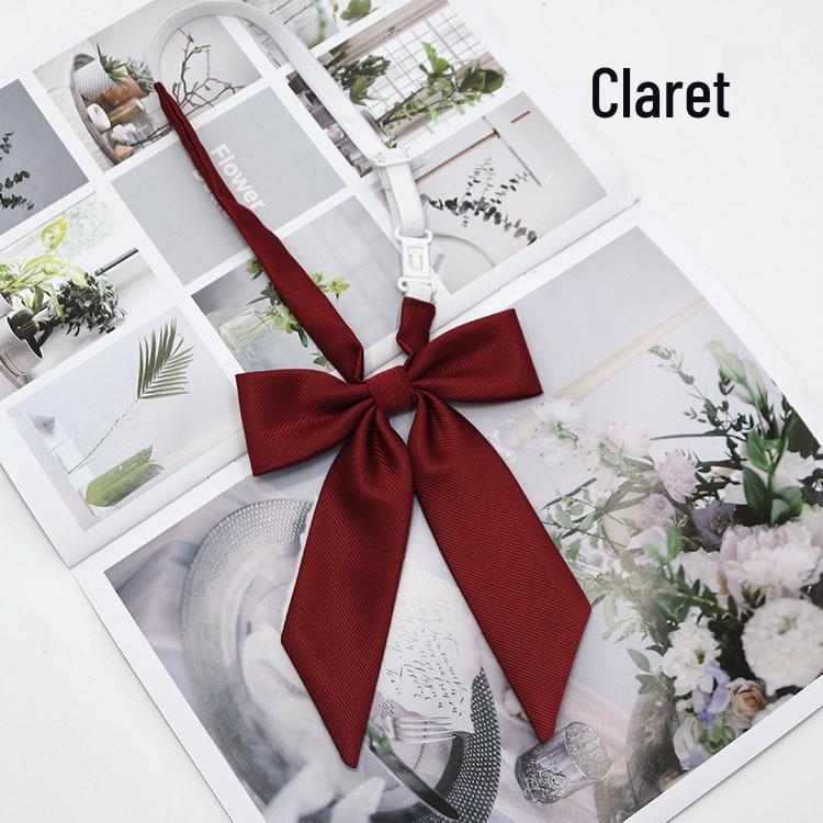 JK Ribbed Solid Color Long Handle Lapel Flower School Uniform Sailor Suit Bow Tie