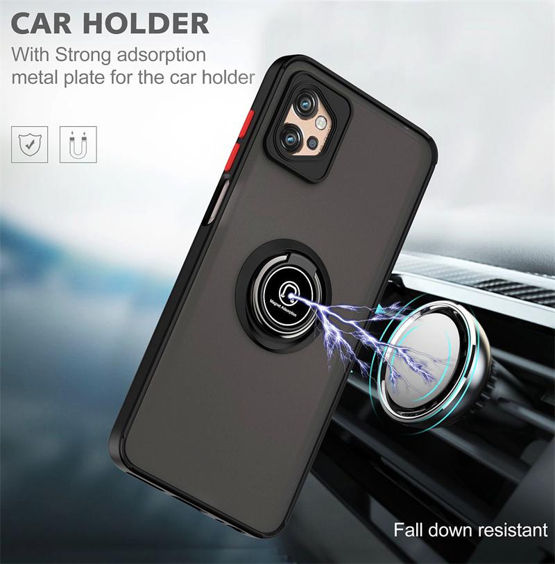 For Motorola Moto G32 Case Shockproof Armor Magnetic Ring Stand Phone Cases For Moto G32 G 32 MotoG32 Matte Hard PC Back Cover