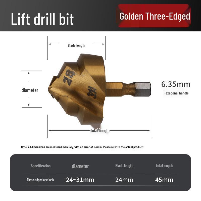 Three-Flute Hex Shank Reaming Bit for Water Pipe Repair with Phosphating Black Coating