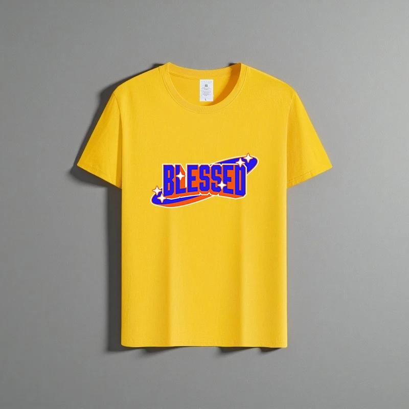 Summer new unisex versatile pure cotton T-shirt fashionable casual round neck top breathable loose fit print short sleeved shirt