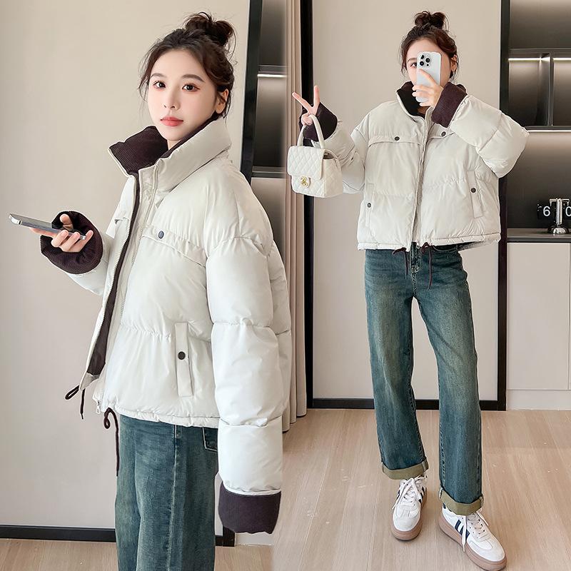 Corduroy Splicing Short Down Cotton Jacket Women's New Winter 2025 New Loose Thickened Cotton Jacket Trend