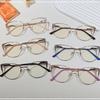 Anti Blue Light Glasses Cat Eye Vintage Diamond Metal Frame Women Optical Flat Mirror Eyewear