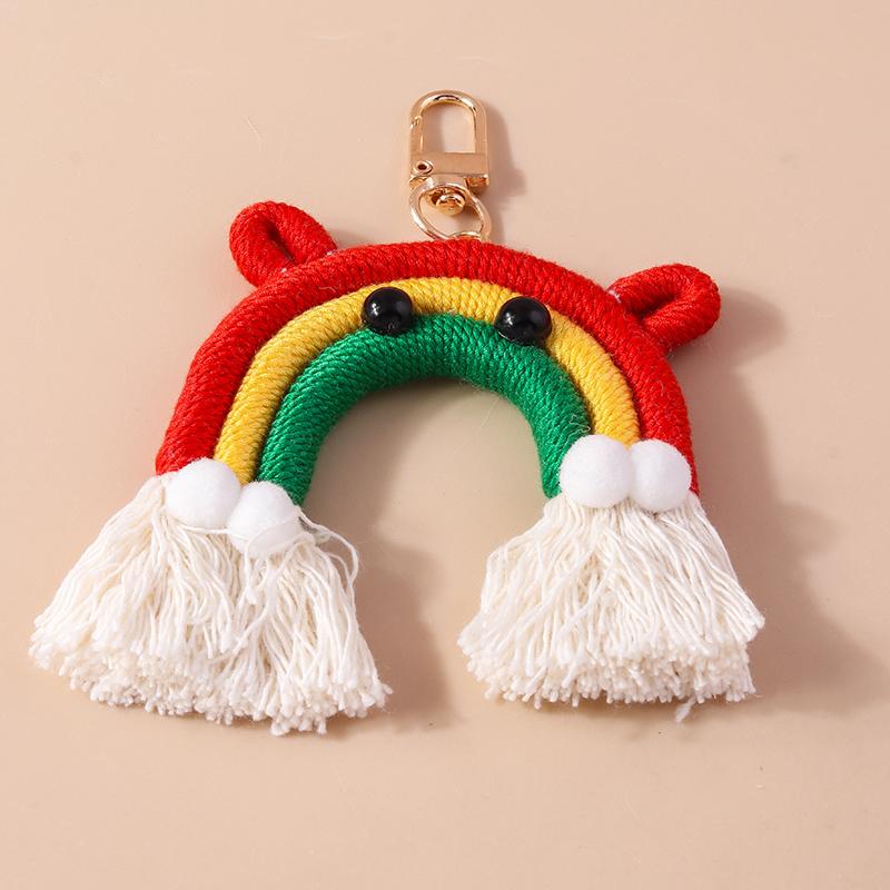 Chaveiro Arco-Íris Fofo Feito à Mão Bola Macia e Fofa Pingentes para Chaveiro para Mulheres Meninas Decoração de Bolsa de Mão Joias Artesanais DIY Presente