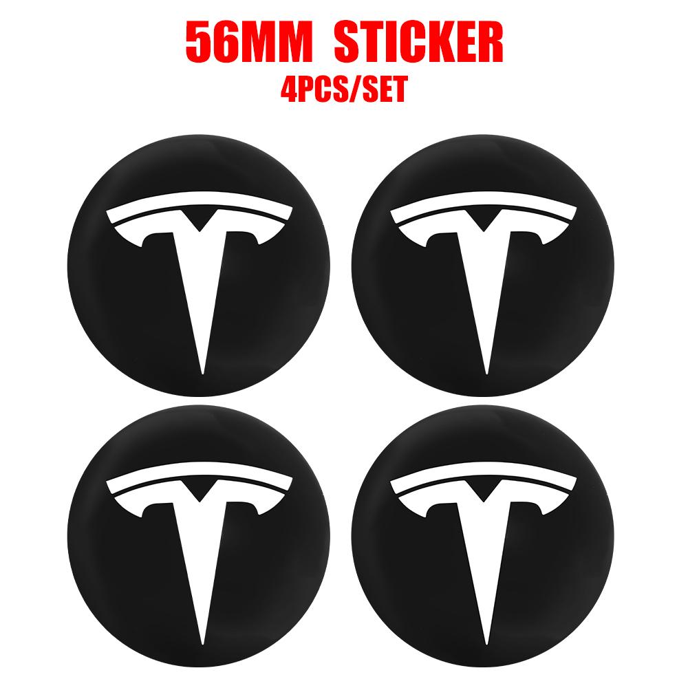 4 Stück 56mm Auto Radnabenkappen Abzeichen Aufkleber Zubehör Für Tesla Model 3 Roadster Model Y Model S Model X Cybertruck Semi